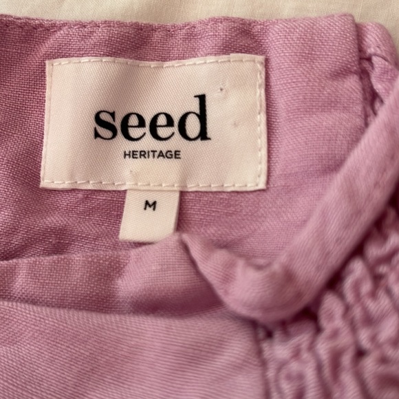 SEED HERITAGE Linen Lilac Off The Shoulder Smock Dress - Picture 7 of 8